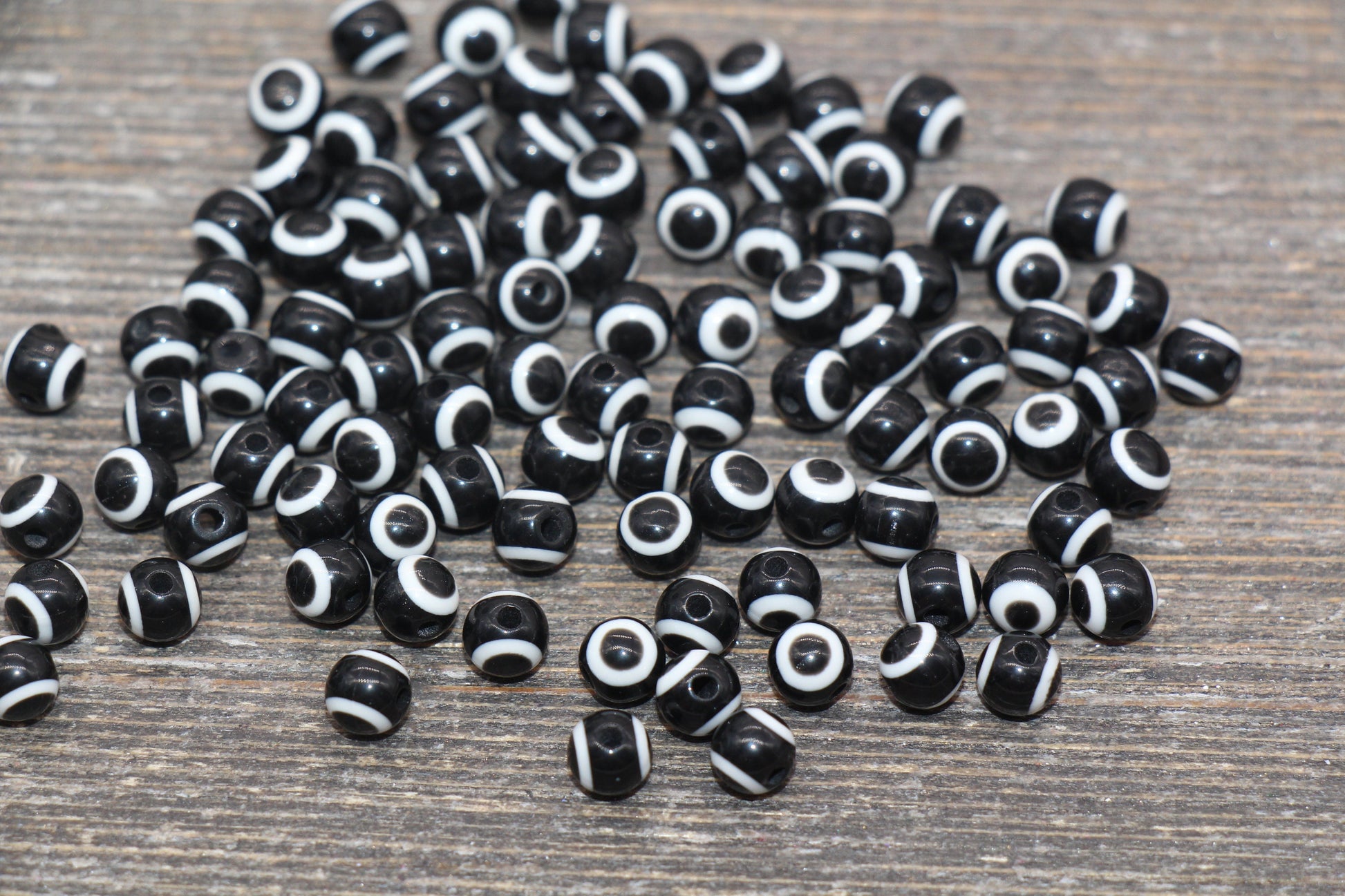 5mm Eyeball Beads, Black Evil Eye Beads, Round Evil Eyeball Beads, Turkish Eye Beads, Greek Eye Beads, Acrylic Eyeball Beads #2382