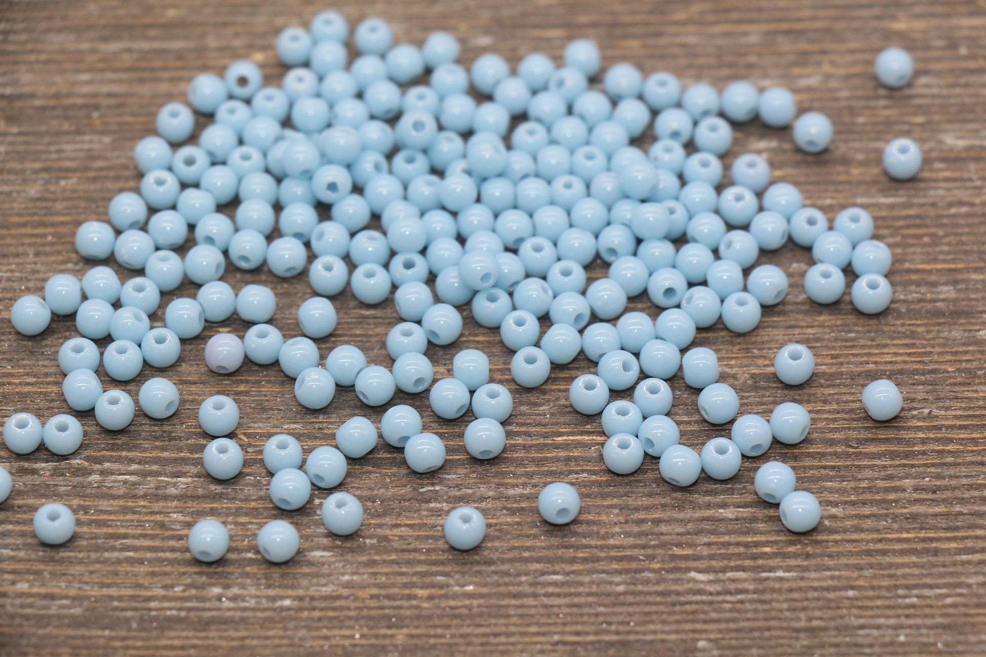 4mm Dusty Blue Round Beads, Plastic Beads, Round Blue Spacer Beads, Bubblegum Beads, Beads for Bracelets, Jewelry Making Beads #408