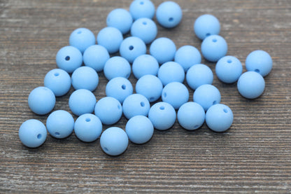 10mm Matte Dusty Blue Gumball Beads, Round Acrylic Loose Beads, Frosted Blue Bubblegum Beads, Chunky Beads, Round Beads #2590