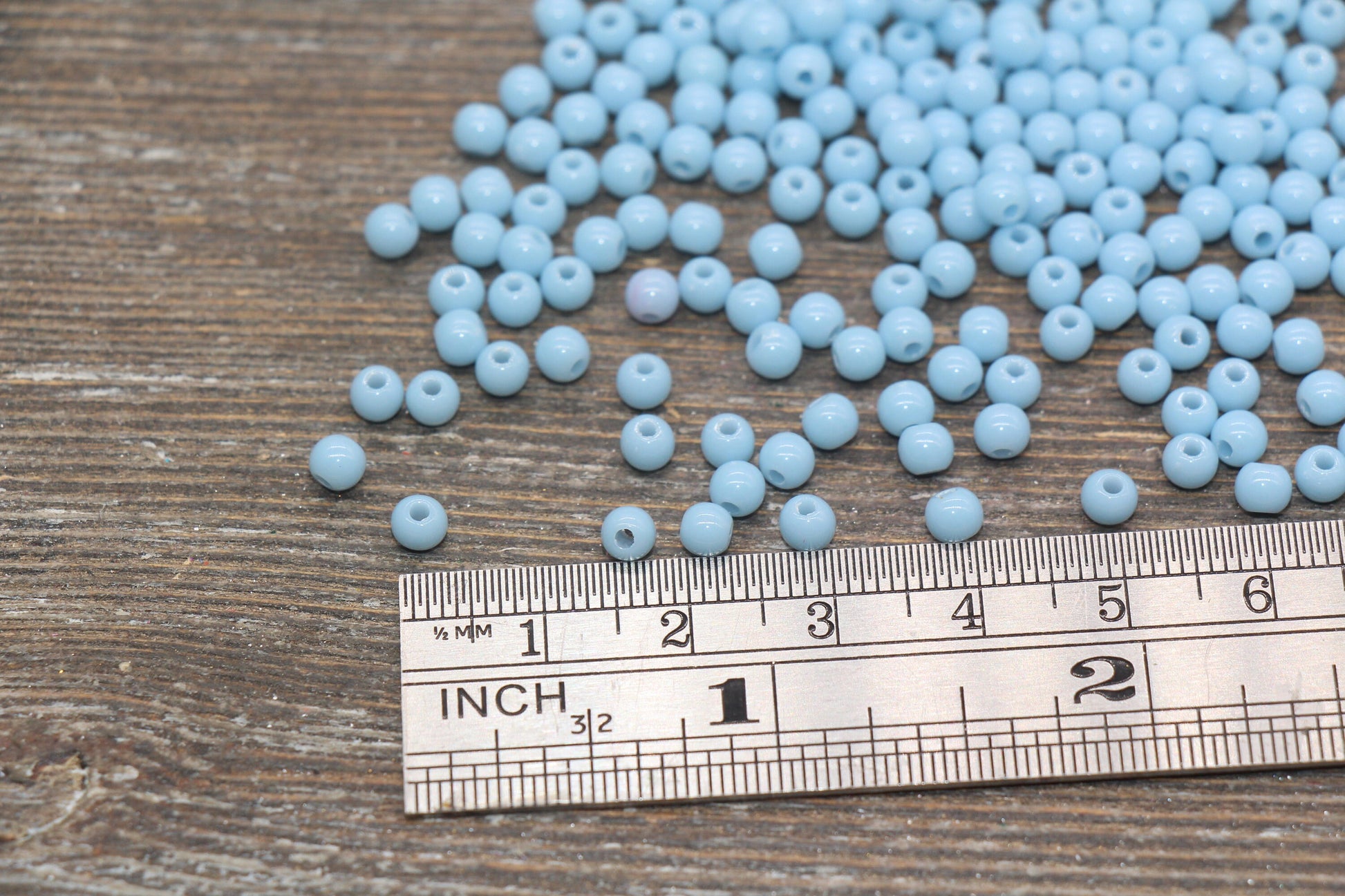 4mm Dusty Blue Round Beads, Plastic Beads, Round Blue Spacer Beads, Bubblegum Beads, Beads for Bracelets, Jewelry Making Beads #408