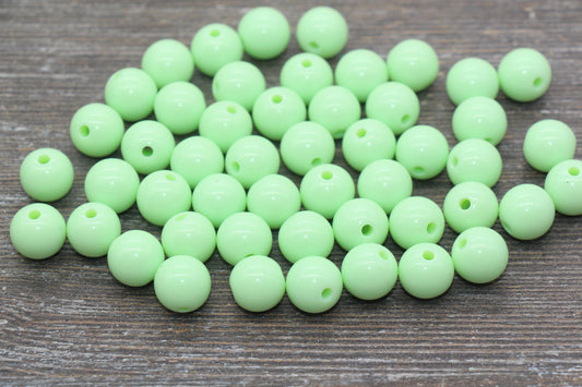 12mm Mint Green Gumball Beads, Round Acrylic Loose Beads, Bubblegum Beads, Chunky Beads, Bubble Gum Beads, Smooth Plastic Round Beads #2611