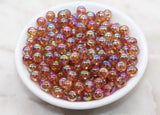 8mm Brown AB Gumball Beads, Iridescent Sparkle Round Beads for Bracelets, Chunky Bubblegum Beads, Craft Jewelry Supplies #2664