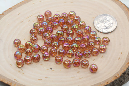 8mm Brown AB Gumball Beads, Iridescent Sparkle Round Beads for Bracelets, Chunky Bubblegum Beads, Craft Jewelry Supplies #2664