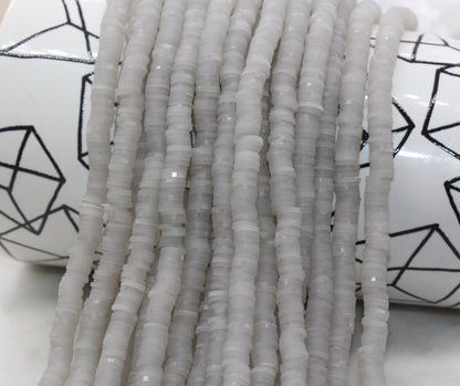 6mm Gray Heishi Beads, Jelly Look Polymer Clay Disc Beads, African Disc Beads, Vinyl Heishi, 16 inch Strand #196