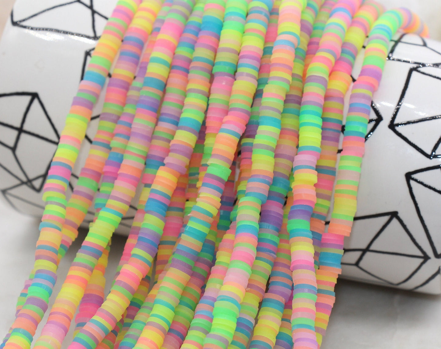 6mm Heishi Beads, Jelly Look Polymer Clay Disc Beads for Jewelry Making, African Disc Beads, Boho Craft Supplies