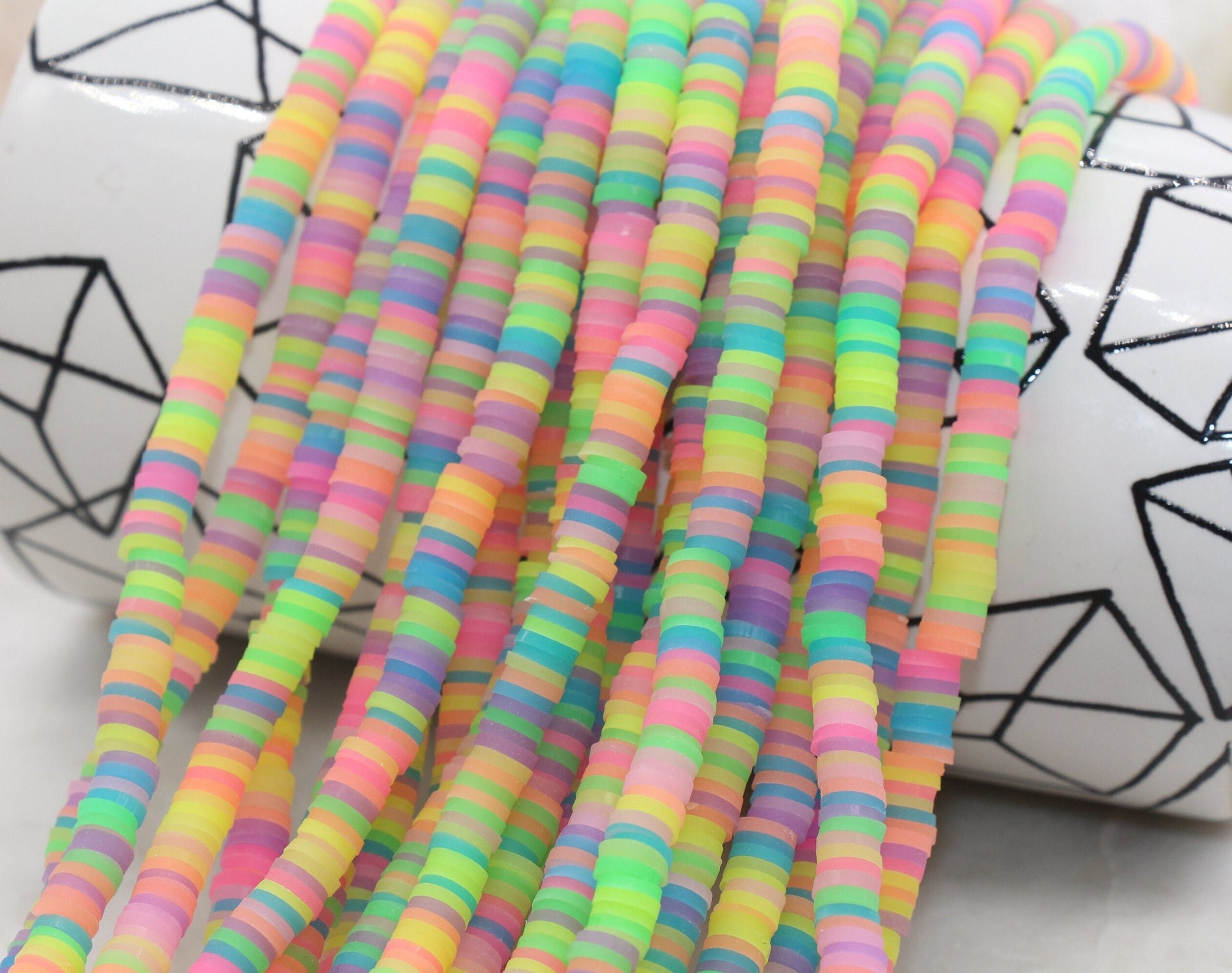 6mm Heishi Beads, Jelly Look Polymer Clay Disc Beads for Jewelry Making, African Disc Beads, Boho Craft Supplies
