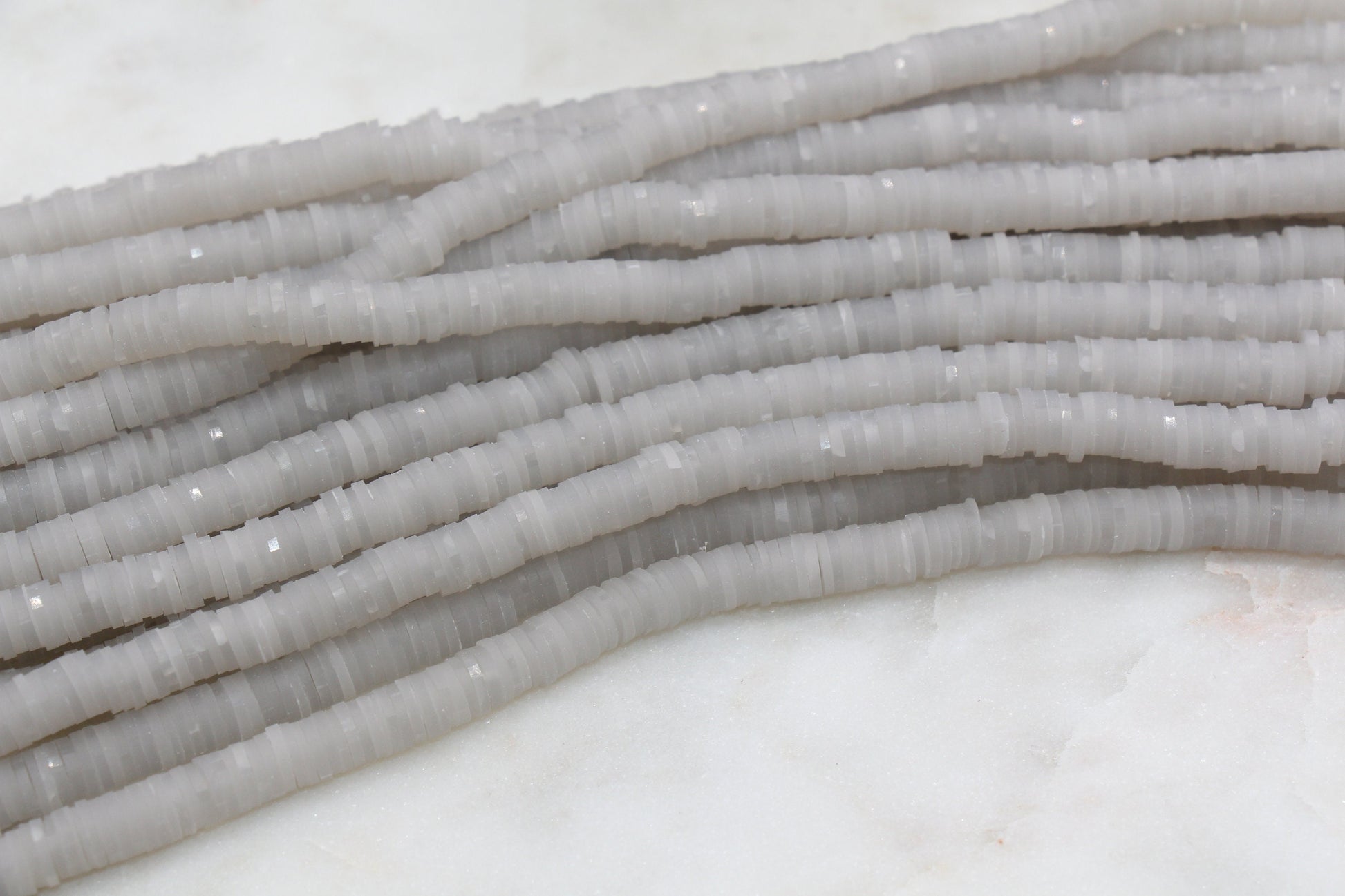 6mm Gray Heishi Beads, Jelly Look Polymer Clay Disc Beads, African Disc Beads, Vinyl Heishi, 16 inch Strand #196