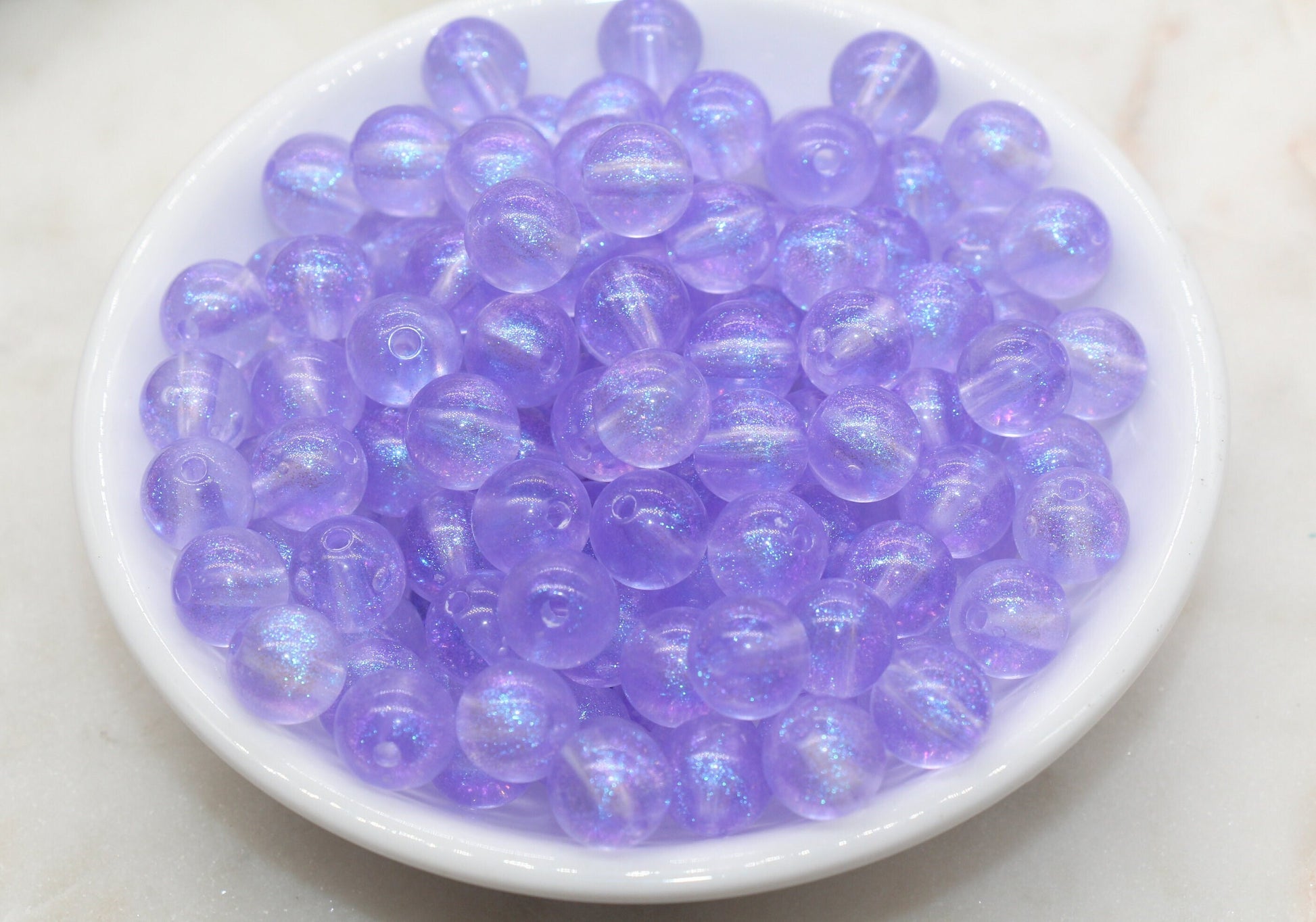 10mm Purple Glitter Round Beads, Iridescent Acrylic Gumball Beads, Translucent Round Spacer Beads, Bubblegum Beads, Plastic Round Bead #2859