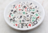 10mm mahjong polymer clay beads, heart clay charms for bracelets