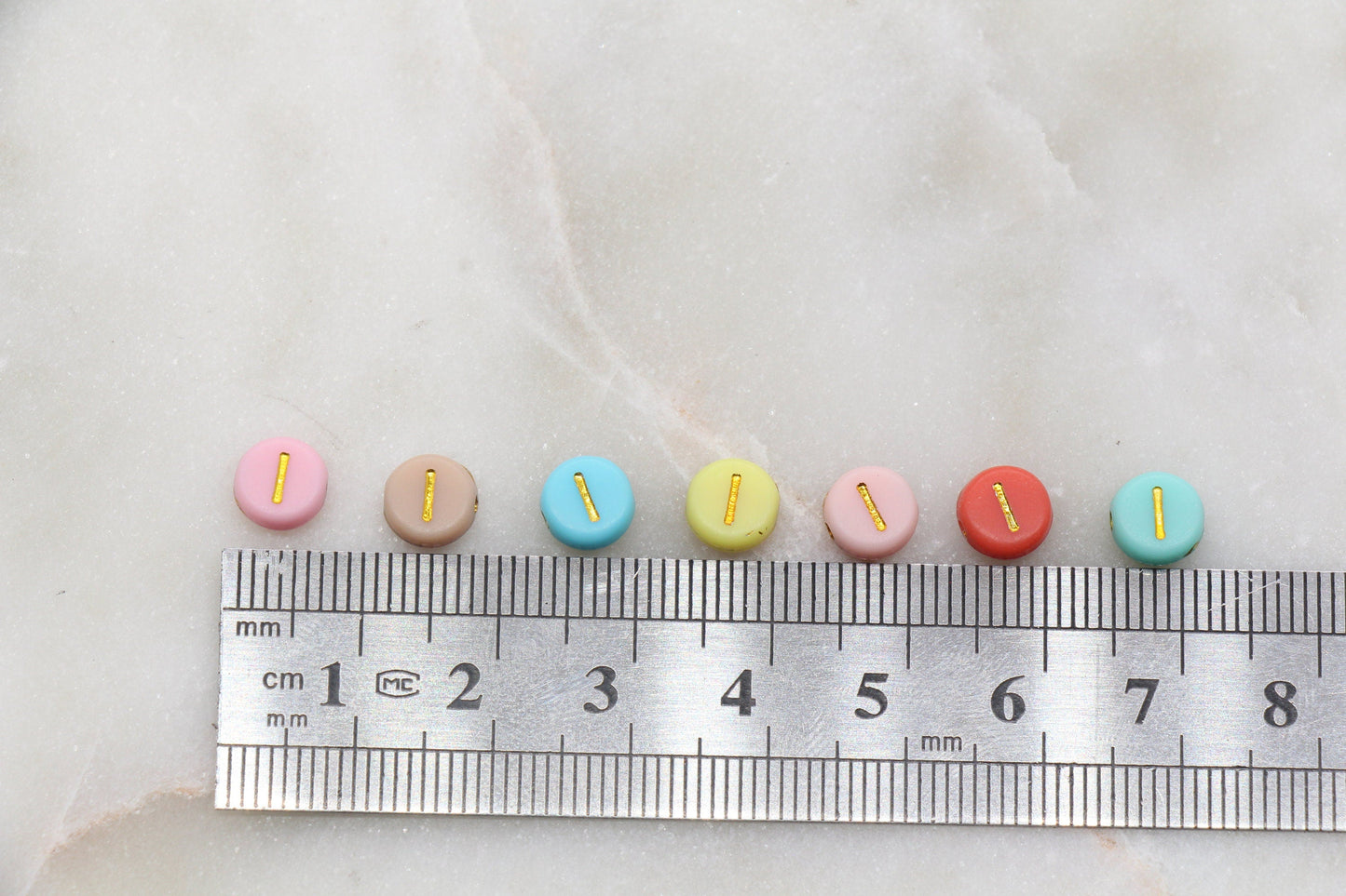 Letter I Round Beads, Individual Letter Beads, Multicolor Round Alphabet Letter Beads, Gold Letter Beads, Round Name Beads, Size 7mm