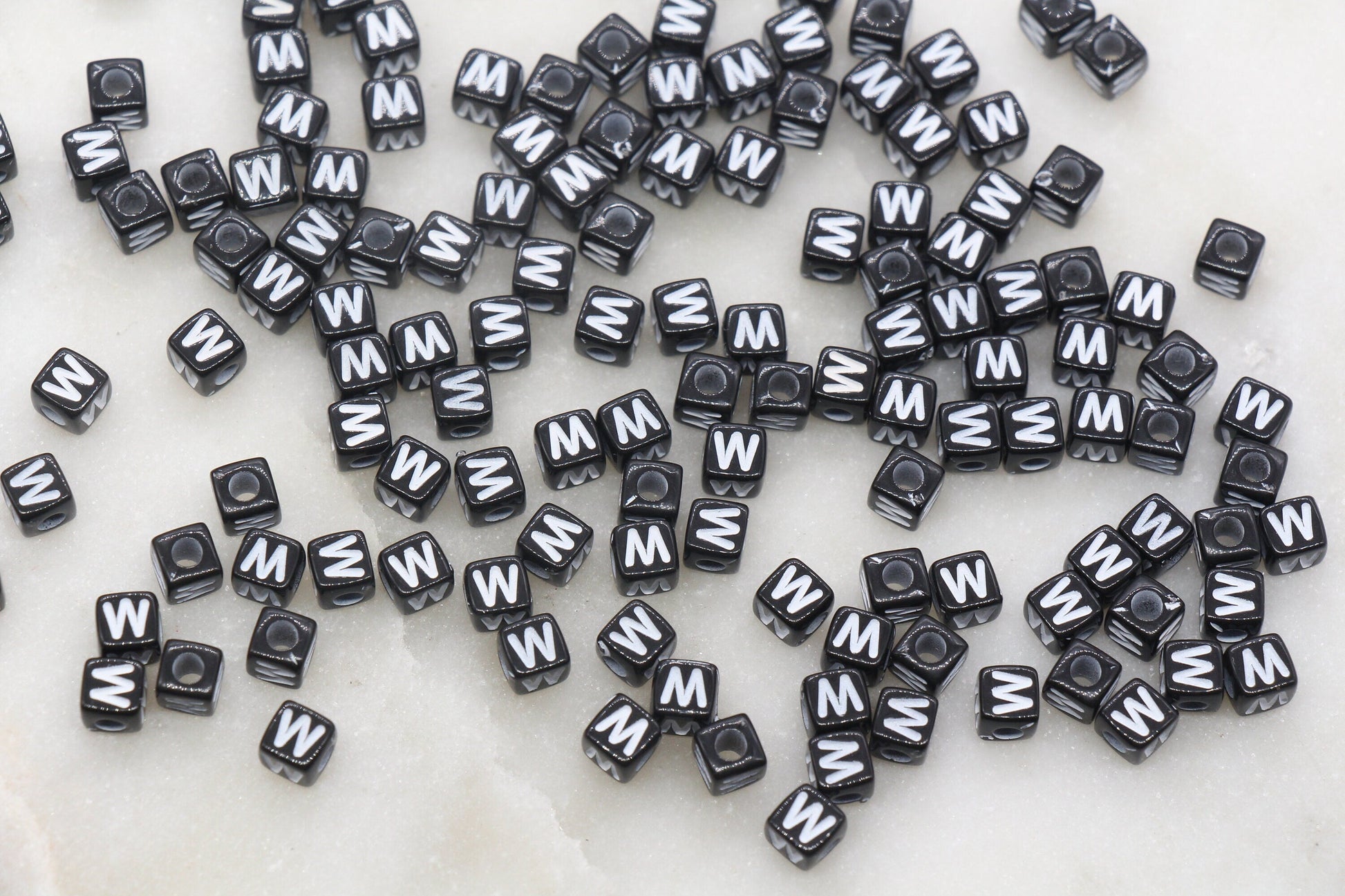 4.8mm Black A-Z Acrylic Cube Letter Beads