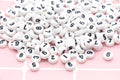 Mixed Number Beads, Acrylic Number Beads, White Beads with Black Numbers Round Beads, Bracelet Beads, Jewelry Making, Size 7mm #88