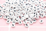 Mixed Number Beads, Acrylic Number Beads, White Beads with Black Numbers Round Beads, Bracelet Beads, Jewelry Making, Size 7mm #88