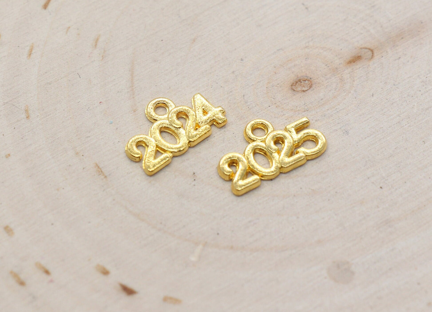 Year 2024 Charms, 2025 Charms, New Year Charms, Graduation Charms, Available in Silver, Rose Gold, Gold, Antique Gold, Bronze.