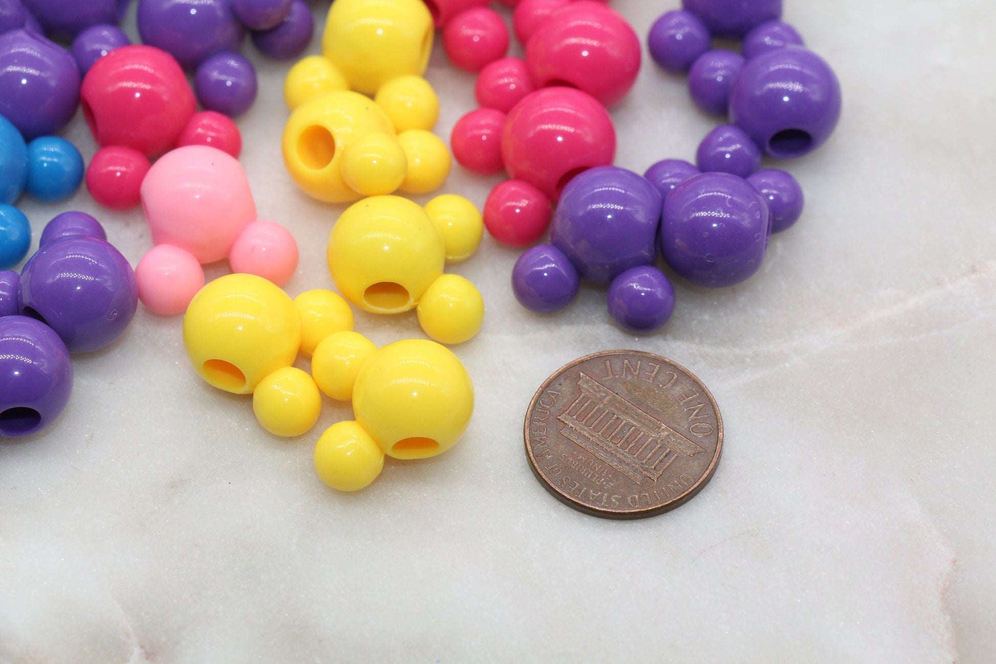 Mickey Mouse Beads, Multicolored Mickey Mouse Beads, Acrylic Mickey Mouse Beads, Mixed Color Mouse Beads, #3132