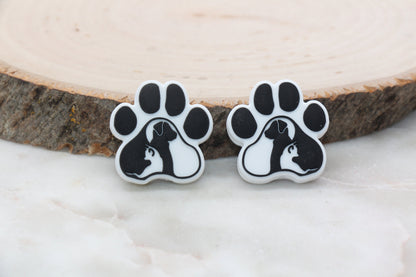 Dog paw silicone beads