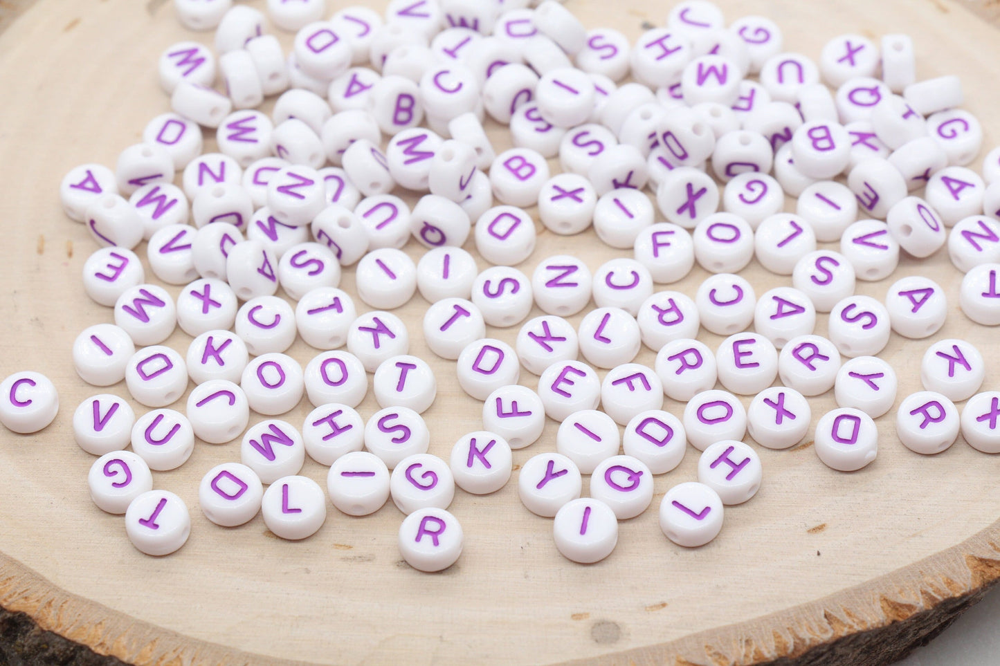 alphabet beads, letter beads, bead for bracelets, name beads, purple letter beads