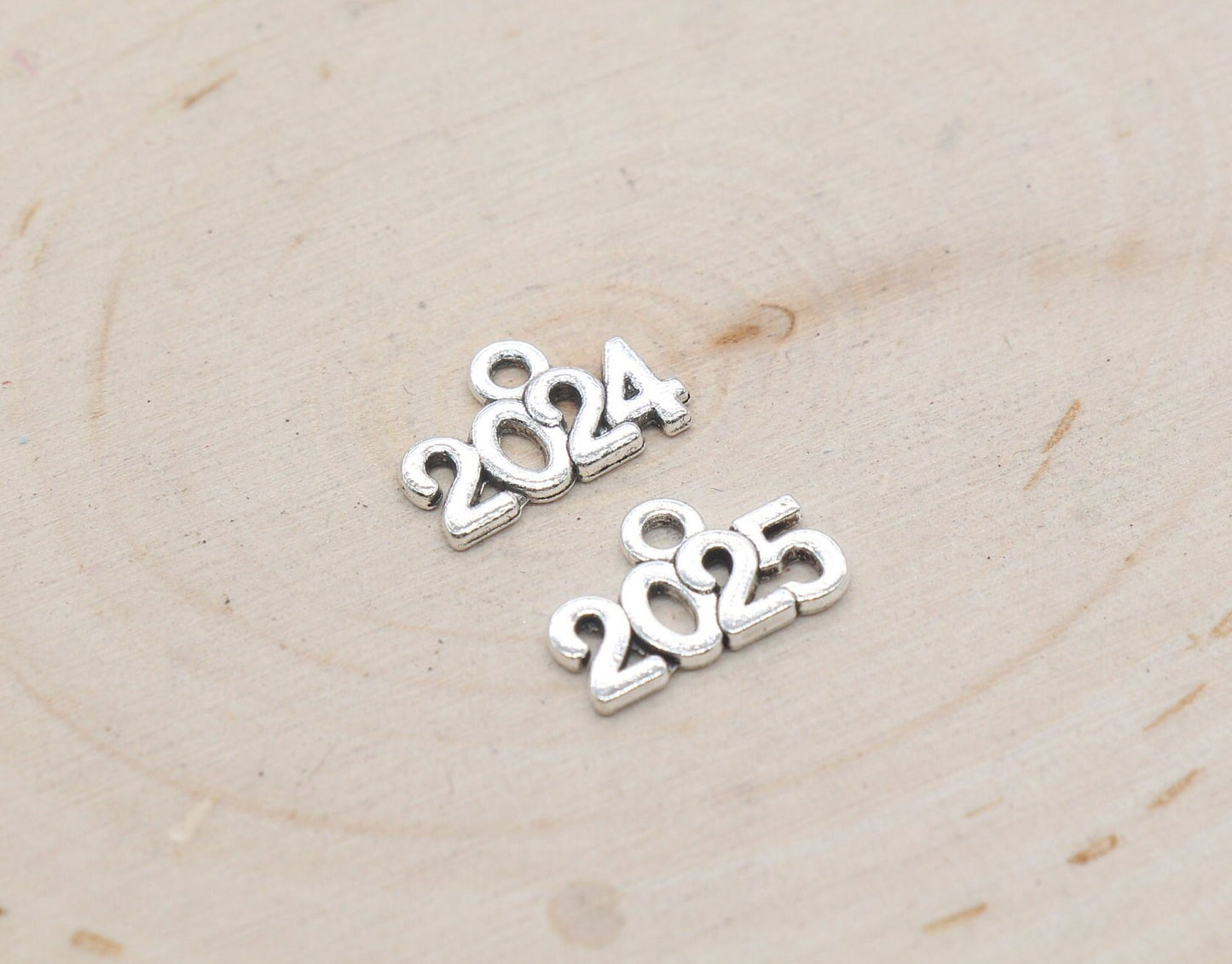 Year 2024 Charms, 2025 Charms, New Year Charms, Graduation Charms, Available in Silver, Rose Gold, Gold, Antique Gold, Bronze.