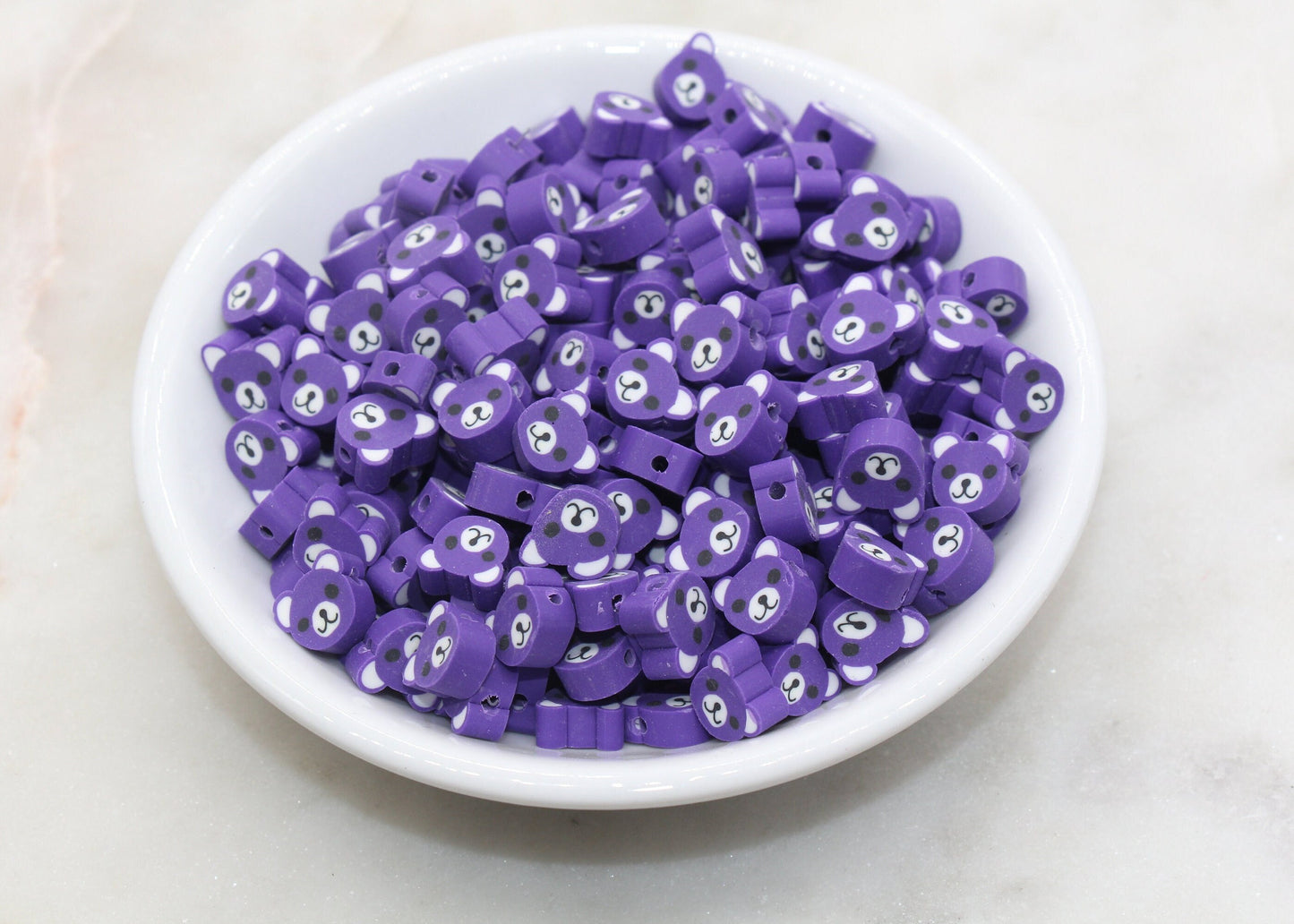 Purple Bear Polymer Clay Beads, Kawaii Bear Clay Beads, Animal Themed Beads, Jewelry Beads, Bead for Bracelet #432