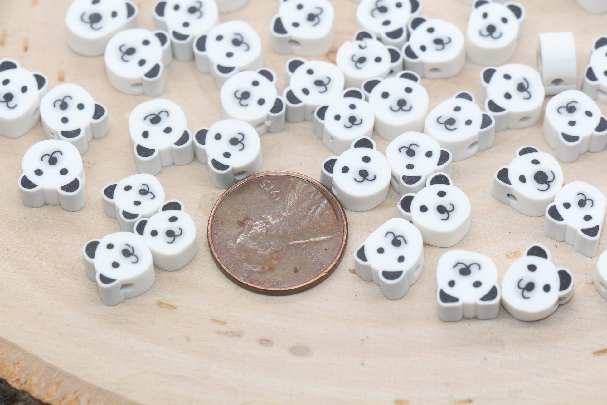 Bear Polymer Clay Beads, Kawaii White Bear Clay Beads, Animal Themed Beads, Jewelry Beads, Bead for Bracelet #434