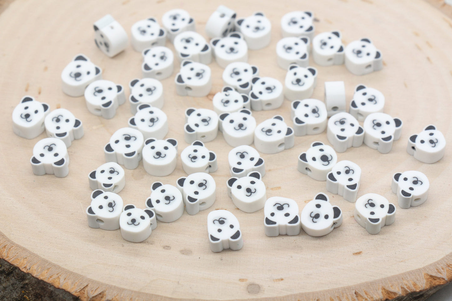 Bear Polymer Clay Beads, Kawaii White Bear Clay Beads, Animal Themed Beads, Jewelry Beads, Bead for Bracelet #434