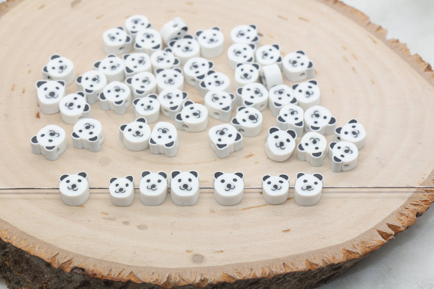 Bear Polymer Clay Beads, Kawaii White Bear Clay Beads, Animal Themed Beads, Jewelry Beads, Bead for Bracelet #434