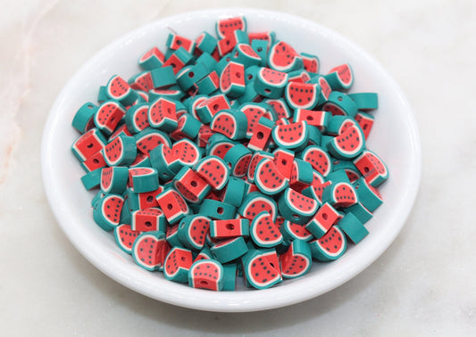 Watermelon Polymer Clay Beads, Fruit Themed Beads, Watermelon Clay Beads, Sliced Watermelon Beads, Jewelry Beads, Bead for Bracelets #436