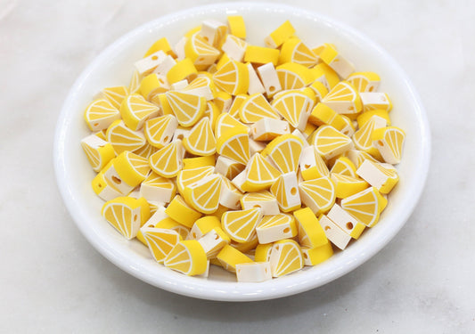 Lemon Polymer Clay Beads, Triangle Shape Lemon Beads, Sliced Lemon Beads, Bead for Bracelets, Jewelry Beads #437