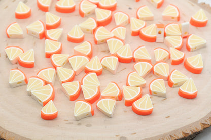 Orange Polymer Clay Beads, Triangle Shape Orange Beads, Sliced Orange Beads, Bead for Bracelets, Jewelry Beads #438