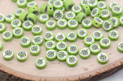 Green Frog Popsicle Polymer Clay Beads, Kawaii Frog Clay Beads, Jewelry Beads, Bead for Bracelet #447