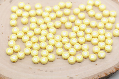 Pastel Yellow Heart Beads, Yellow Heart Beads, Acrylic Heart Symbol Beads, Plastic Round Heart Beads, Bead for Bracelets, 7mm #351