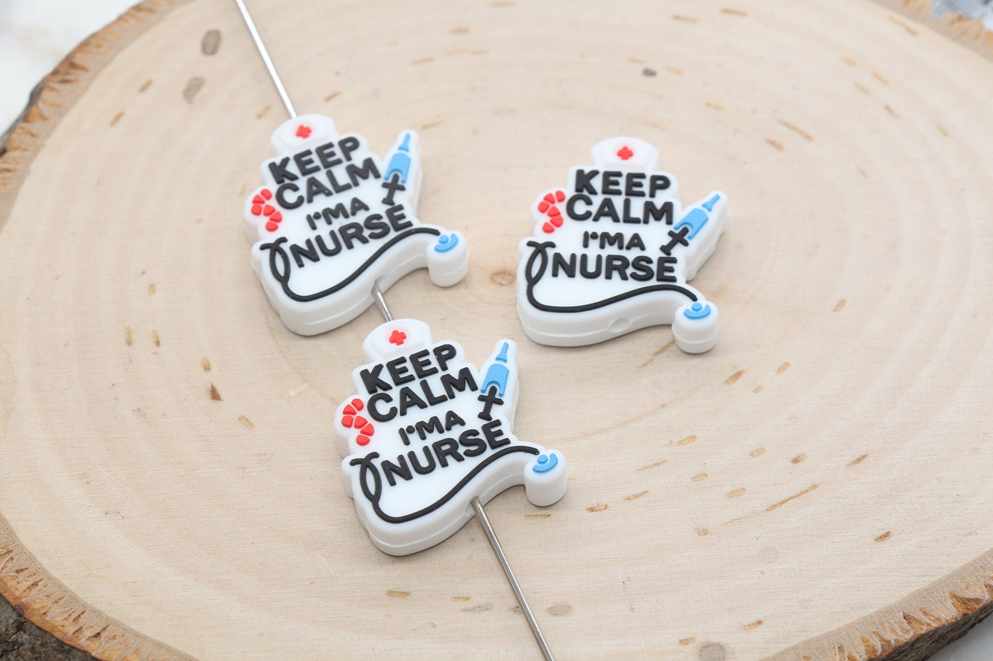 Keep Calm I'm a Nurse Silicone Beads, Nurse Focal Beads, Silicone Loose Beads, Bead for Pens, Beadable Pens #421