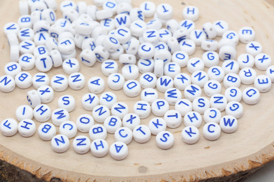 alphabet beads, name beads, bead for name bracelets, blue letter beads, acrylic letter beads, blue alphabet beads,