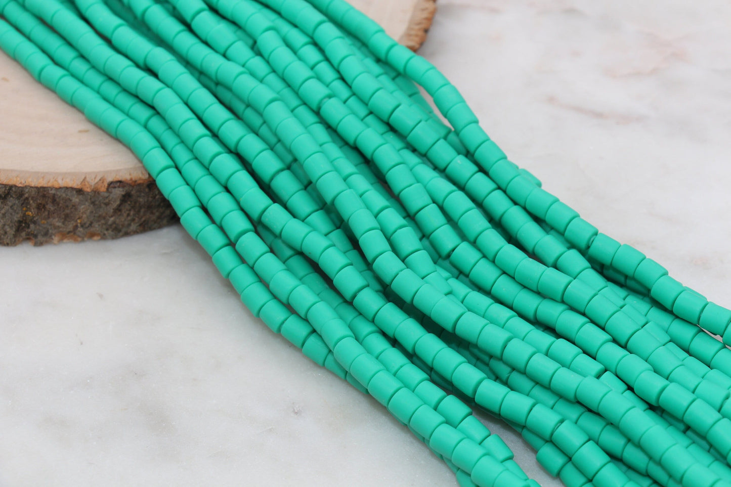 6mm Wide Column Chunky Polymer Clay Beads, Mermaid Green Heishi Spacer Beads, Clay Tube Beads, Barrel Beads Heishi Beads #655