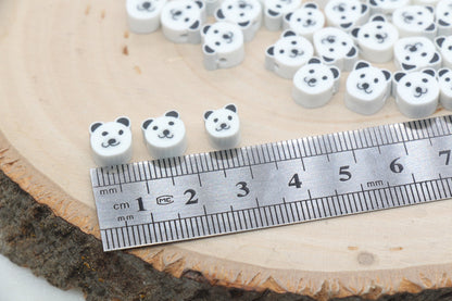 Bear Polymer Clay Beads, Kawaii White Bear Clay Beads, Animal Themed Beads, Jewelry Beads, Bead for Bracelet #434