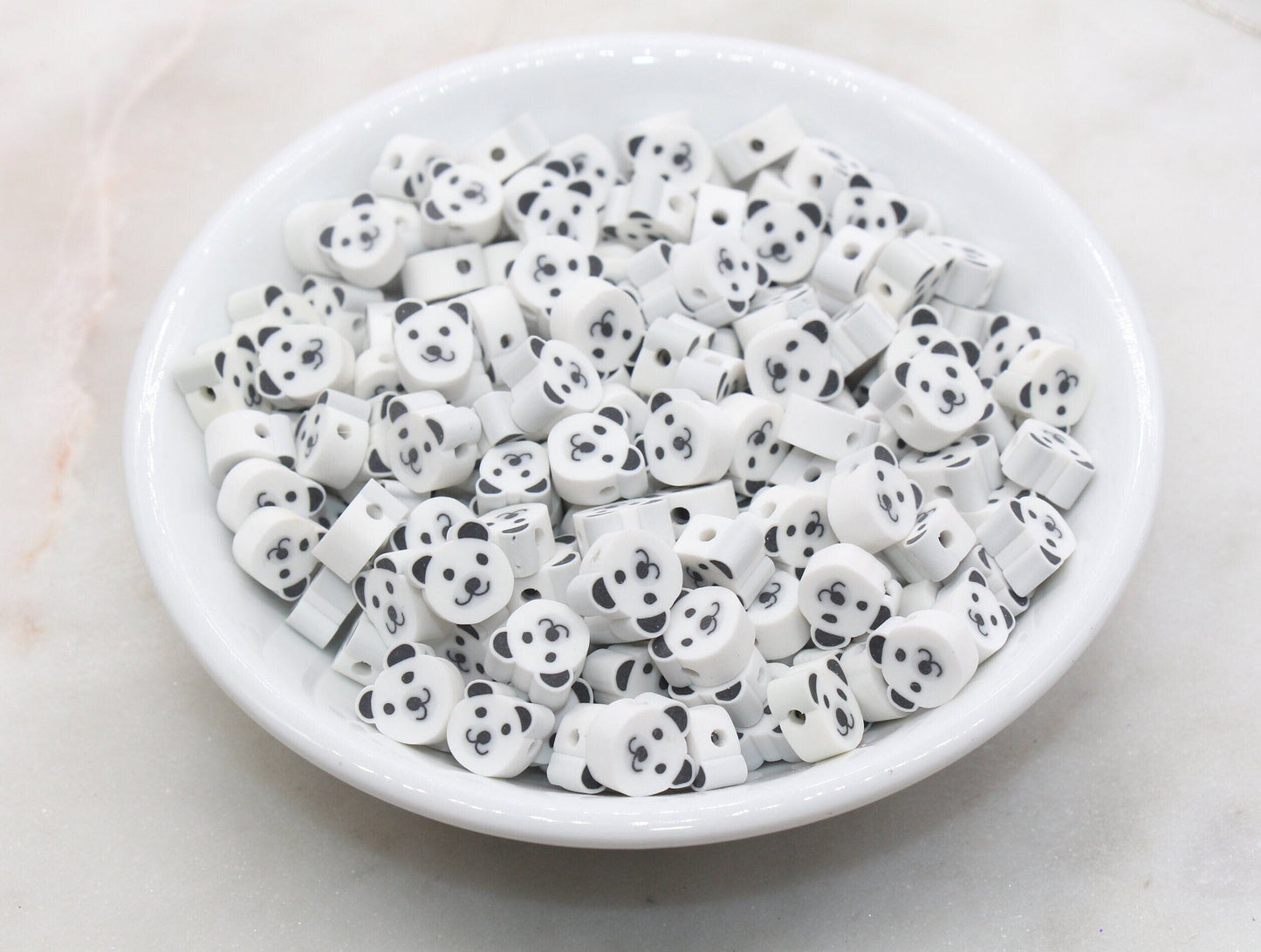 Bear Polymer Clay Beads, Kawaii White Bear Clay Beads, Animal Themed Beads, Jewelry Beads, Bead for Bracelet #434