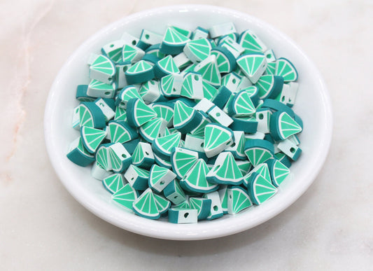 Lime Polymer Clay Beads, Triangle Shape Lime Beads, Sliced Lime Beads, Bead for Bracelets, Jewelry Beads #439