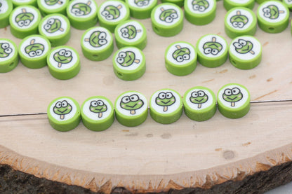 Green Frog Popsicle Polymer Clay Beads, Kawaii Frog Clay Beads, Jewelry Beads, Bead for Bracelet #447