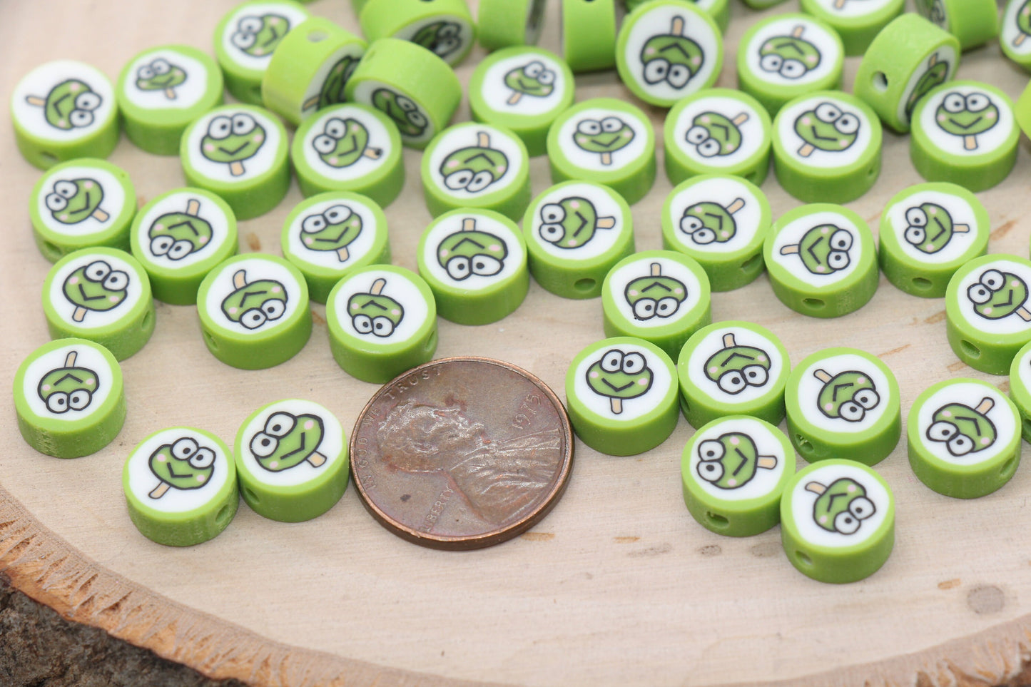 Green Frog Popsicle Polymer Clay Beads, Kawaii Frog Clay Beads, Jewelry Beads, Bead for Bracelet #447