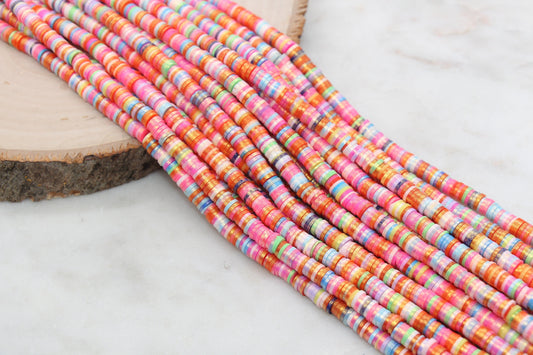 6mm Shimmer Mix Color Polymer Clay Disc Beads, Shiny Multicolor Heishi Beads, African Disc Beads, Vinyl Heishi, Full Strand #693