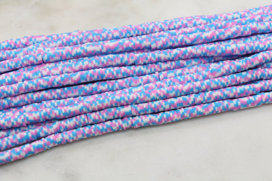 6mm Multicolored Speckled Heishi Beads, Mix Polymer Clay Disc Beads, African Disc Beads, Bracelet Beads, Full Strand #634
