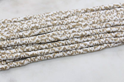 6mm Speckled Heishi Beads, Dotted Polymer Clay Disc Beads, African Disc Beads, Bracelet Beads, Full Strand #652