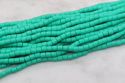 6mm Wide Column Chunky Polymer Clay Beads, Mermaid Green Heishi Spacer Beads, Clay Tube Beads, Barrel Beads Heishi Beads #655