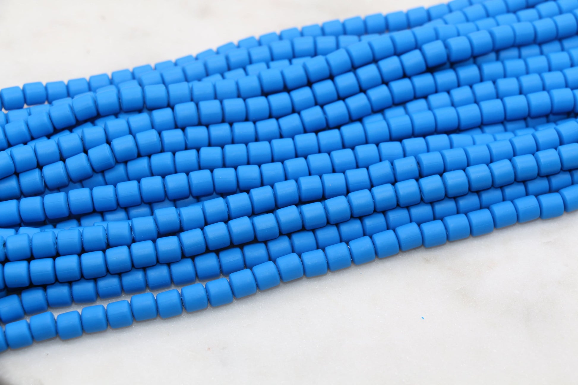 6mm Wide Column Chunky Polymer Clay Beads, Blue Heishi Spacer Beads, Clay Tube Beads, Barrel Beads Heishi Beads #656