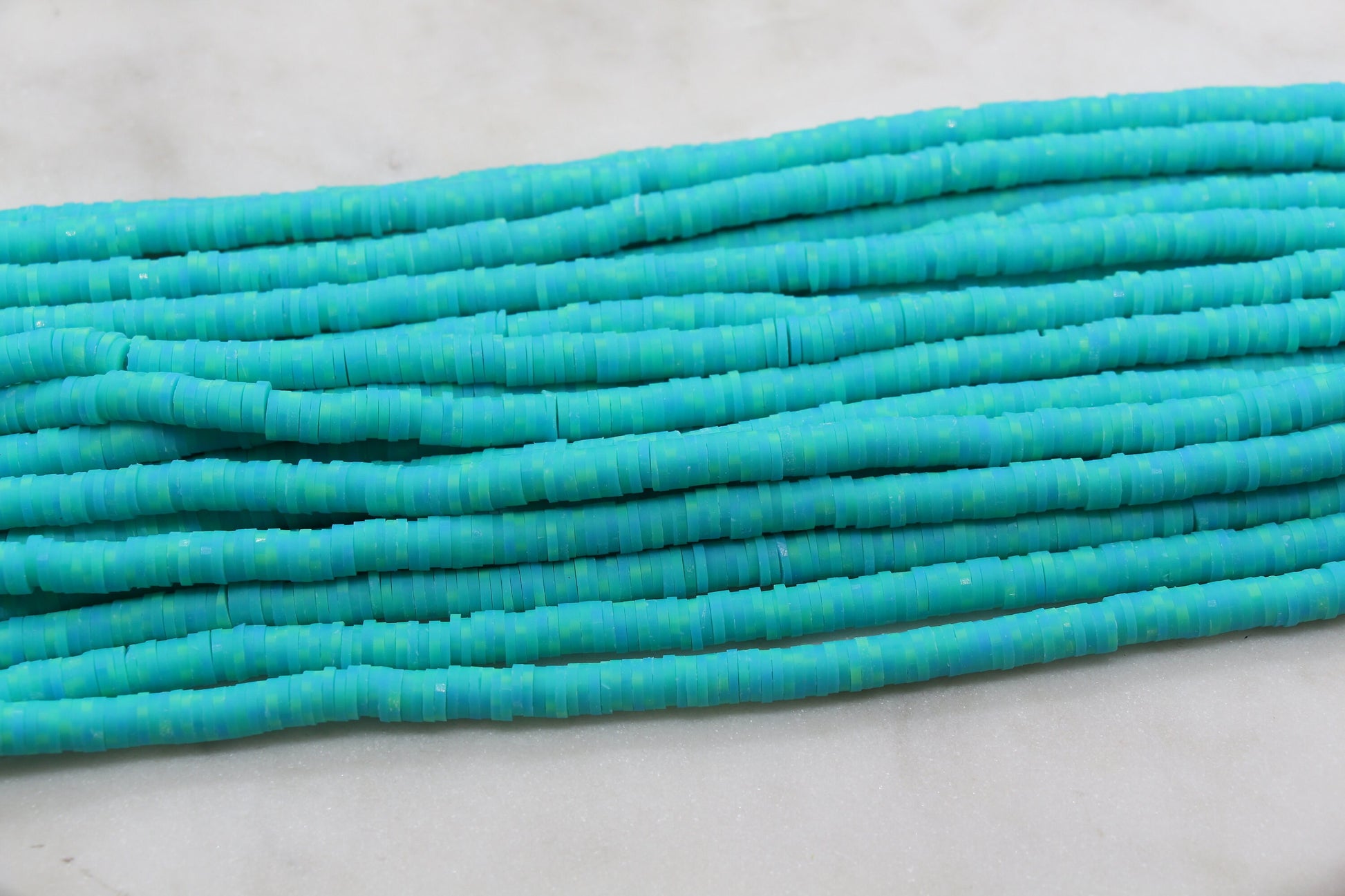 6mm Green Speckled Heishi Beads, Dotted Polymer Clay Disc Beads, African Disc Beads, Bracelet Beads, Full Strand #662