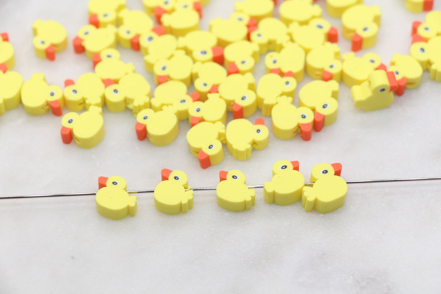 Yellow Duck Polymer Clay Beads, Kawaii Duck Clay Beads, Animal Themed Clay Beads, Jewelry Beads, Bracelet Beads #460