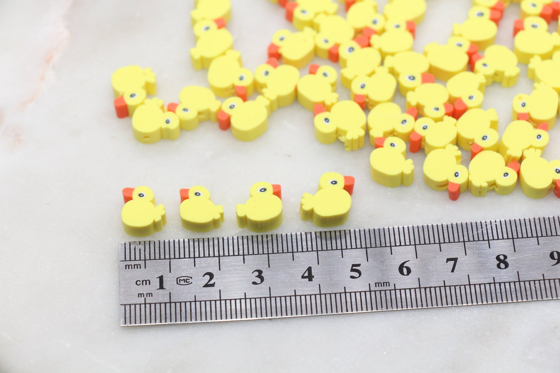 Yellow Duck Polymer Clay Beads, Kawaii Duck Clay Beads, Animal Themed Clay Beads, Jewelry Beads, Bracelet Beads #460