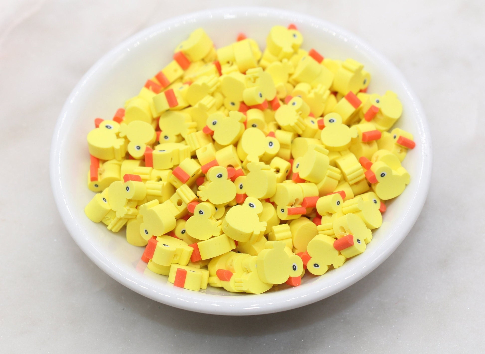 Yellow Duck Polymer Clay Beads, Kawaii Duck Clay Beads, Animal Themed Clay Beads, Jewelry Beads, Bracelet Beads #460