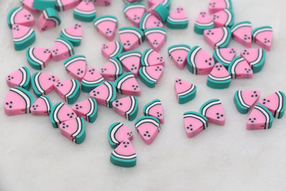 Pink Watermelon Polymer Clay Beads, Fruit Cane Beads, Watermelon Clay Beads, Sliced Watermelon Beads, Fruit Clay Beads, Jewelry Beads #470