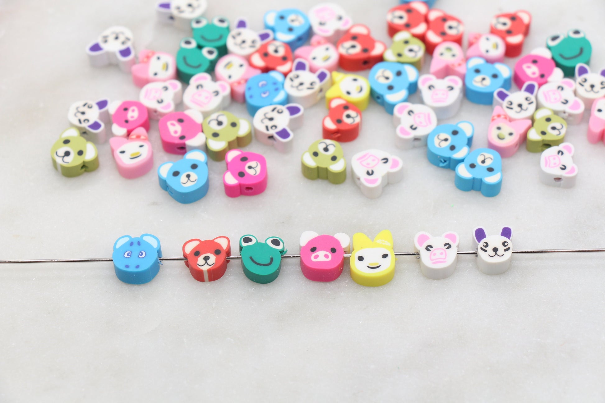 Mix Animal Polymer Clay Beads, Animal Themed Beads, Bear, Frog, Bunny Animal Beads, Loose Beads, Beads for Bracelet, Jewelry Beads, #471